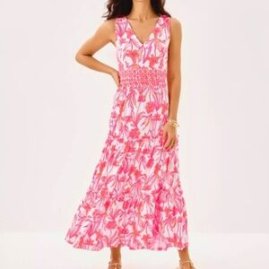 $162 Lilly Pulitzer Skylar Midi Knit Dress. Sz16 Resort White Lovely Long Stems